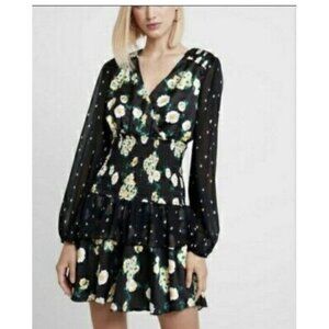 Foxiedox Women’s Anemone‎ Dress Floral Polka Dot Smocked Black Mini SZ S